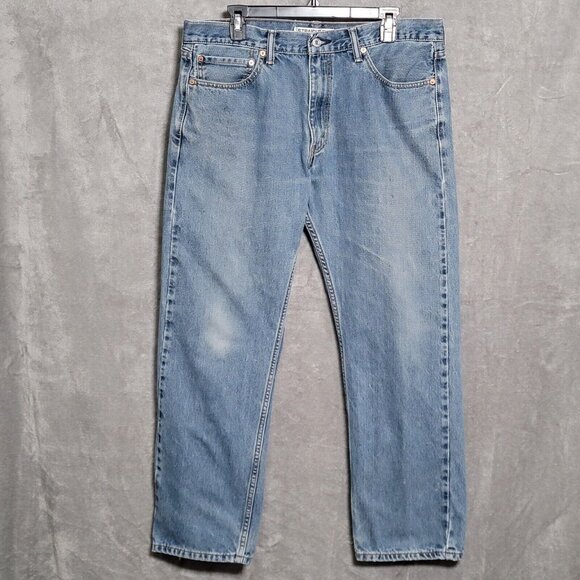 Levi's Other - Levis 505 Straight Jeans 36 x 29.5 Mens Denim Light Blue Whiskering Blue 36 x 30